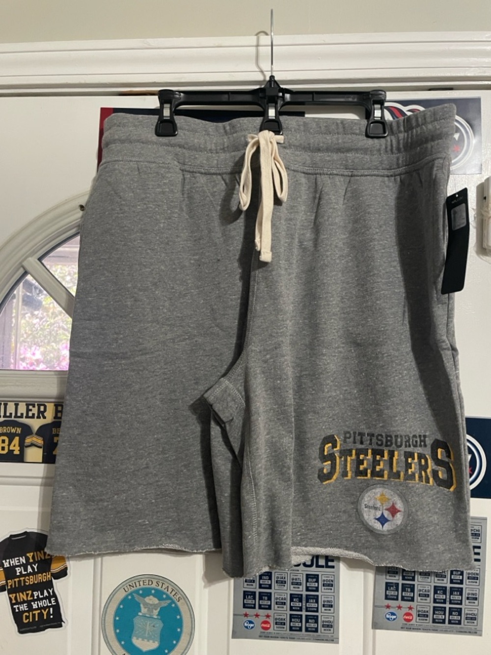 NFL Grey Pittsburgh Steelers Shorts with Team Logo Tag